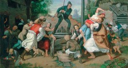 Munkácsy Mihály: Húsvéti locsolkodás (1865)