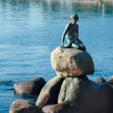 The Little Mermaid statue in Copenhagen, Denmark