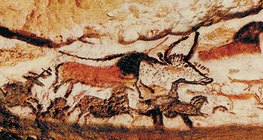 Őstulok és ló a Lascaux-barlang barlangfestményein