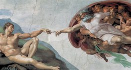 Michelangelo: Ádám teremtése (Sixtus-kápolna, 1511, reneszánsz)