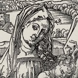 Albrecht Dürer: A szent család három nyúllal (1497, reneszánsz, részlet)