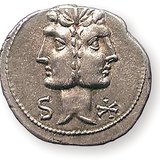 Janus isten képe római pénzérmén