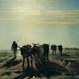Troyon: Sík táj ökrökkel (1852, realizmus) 