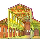 A Sant’ Apollinare in Classe-templom keresztmetszeti rajza (Ravenna, 536–549, ókeresztény művészet)