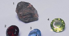 Korund (1), rubin (2) és zafír (3, 4)