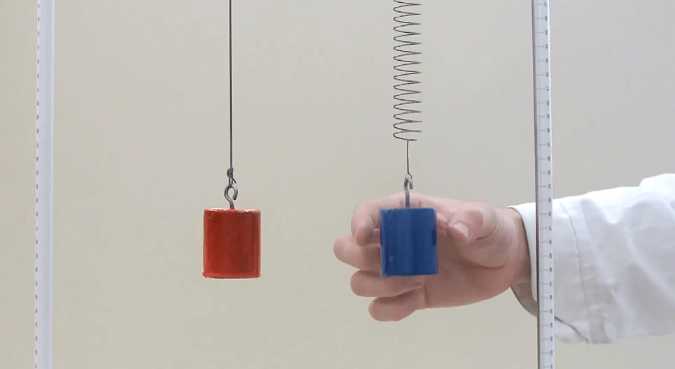 Gumiszálon és a spirálrugón rezgő test mozgásának összehasonlítása