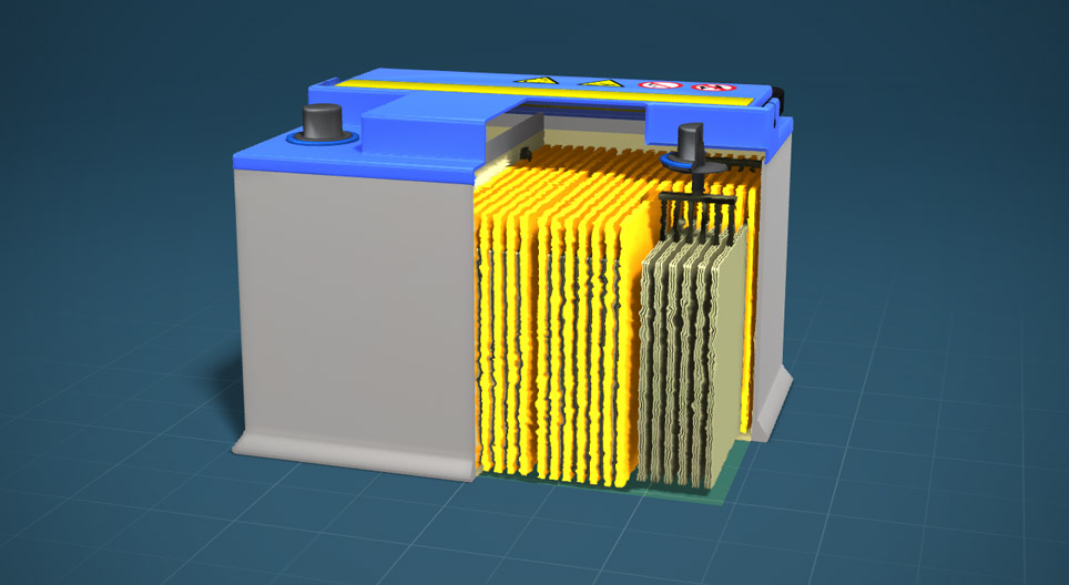 Savas akkumulátor 3D modell Mozaik digitális oktatás és tanulás